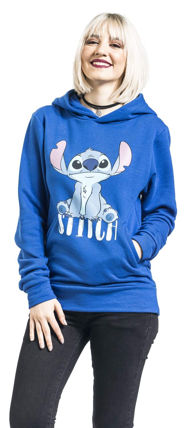 Lilo & Stitch Stitch - Sit Donna Felpa con Cappuccio Blu 70% Cotone, 30% Poliestere Regular