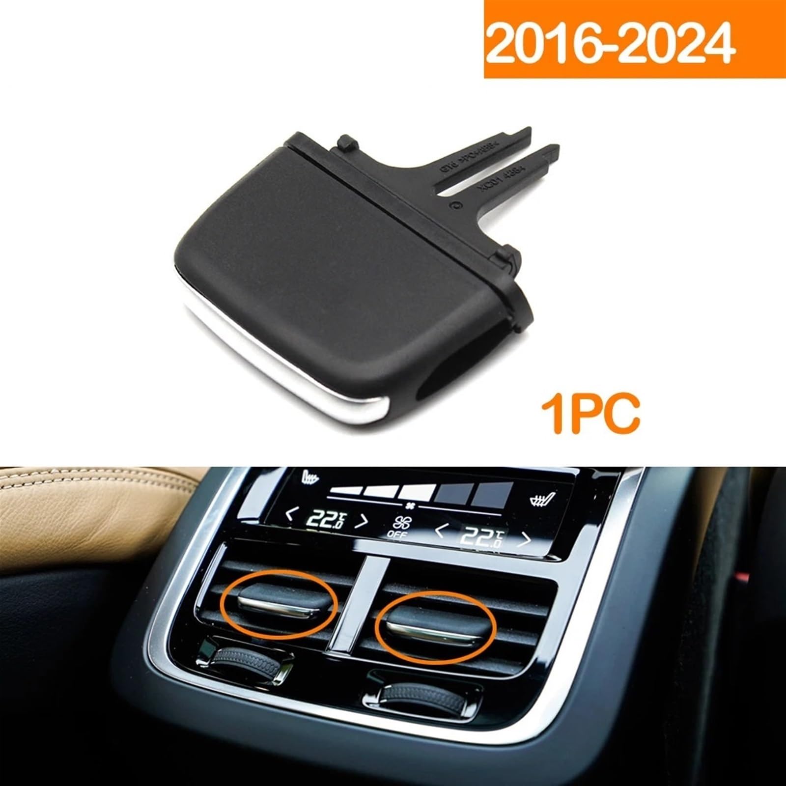 Rejillas De Ventilación Para Volvo XC90 2016-2024 - Kit De 2 Piezas, Clips Deslizantes, Material ABS, Color Negro