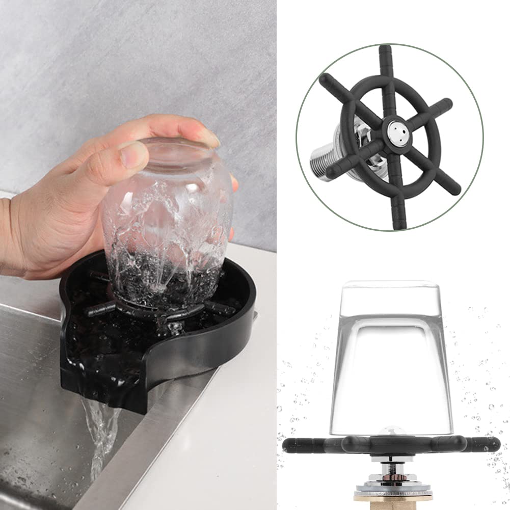 Jeffergarden Cabeza de Enjuague de Vasos para Grifo de Acero Inoxidable y Latón Limpieza 360° Automática para Bares y Hogar