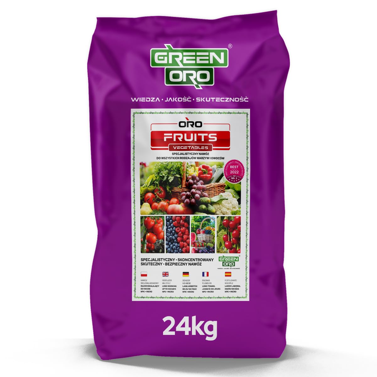 ORO FRUITS 24KG – Fertilizante especial para frutas y verduras, duradero, regenerador, para fresas, frambuesas, vides, árboles frutales y más