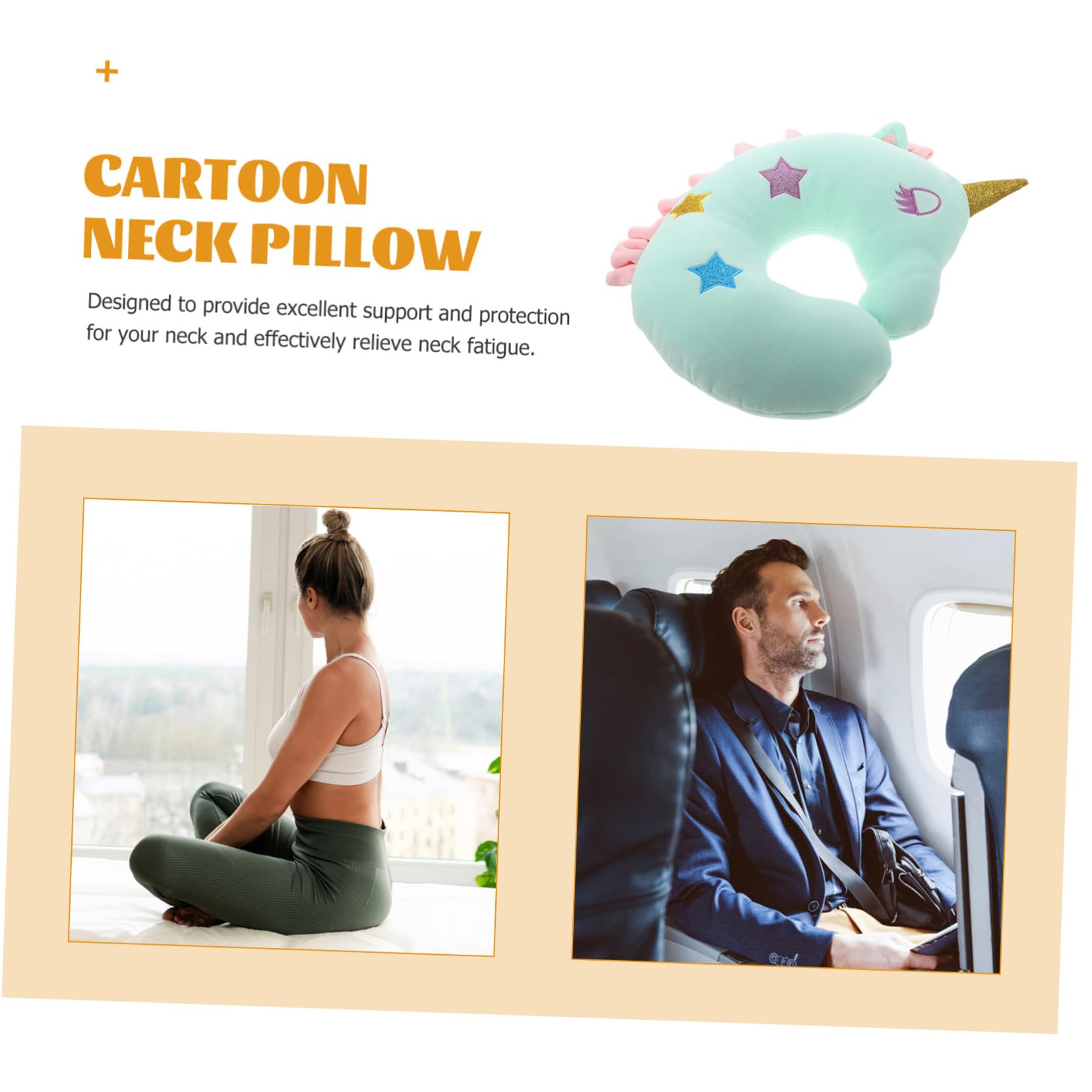 Almohada Cervical U Diseño Unicornio Portátil para Viaje y Oficina Cojín y Resistente para Soporte de Cuello y Descanso Ergonómico