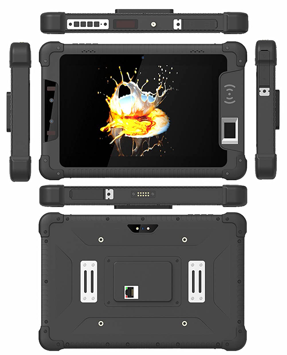 HR818-HiDON Android 9 Quad-core 2.0GHz 8 inch Rugged Tablets pc Support Optical Fingerprint Scanner LORA WiFi with RS232 Serial Port