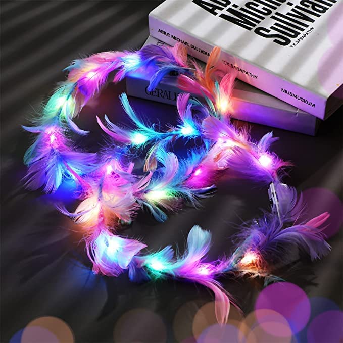 PartyToko Feather Tiara with flashing for Girls Floral Crown/Birthdays Parties Celebrations Tiara Crown 1 Pcs (B0C7WGKJLK) Amazon Price History, Amazon Price Tracker