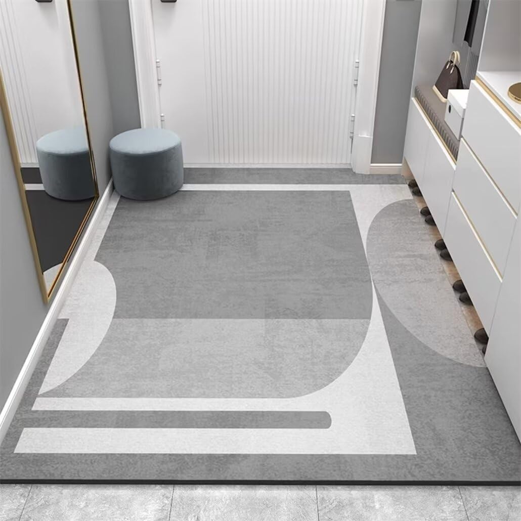 Tapis lavable antidérapant gris 120x120 anti-glisse pour couloir