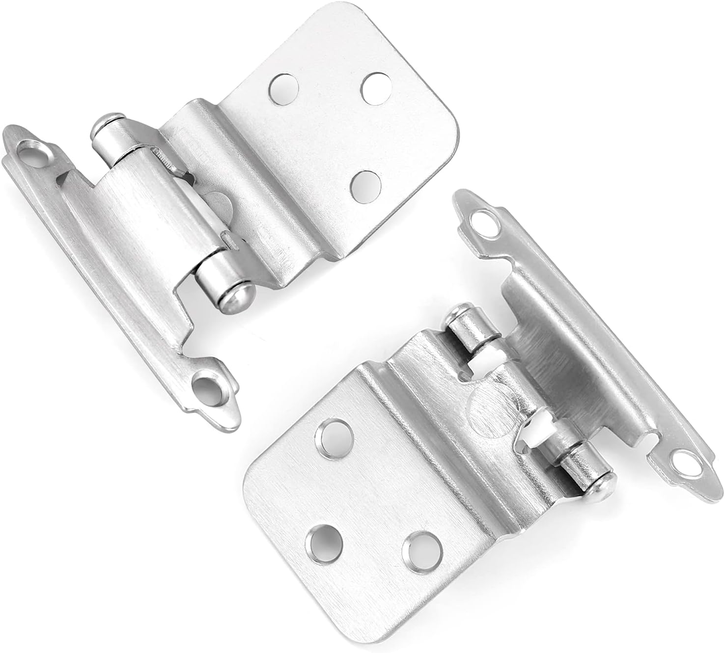 GOBEKOR 50 Pack Satin Nickel Kitchen Hinges 1/2" Overlay