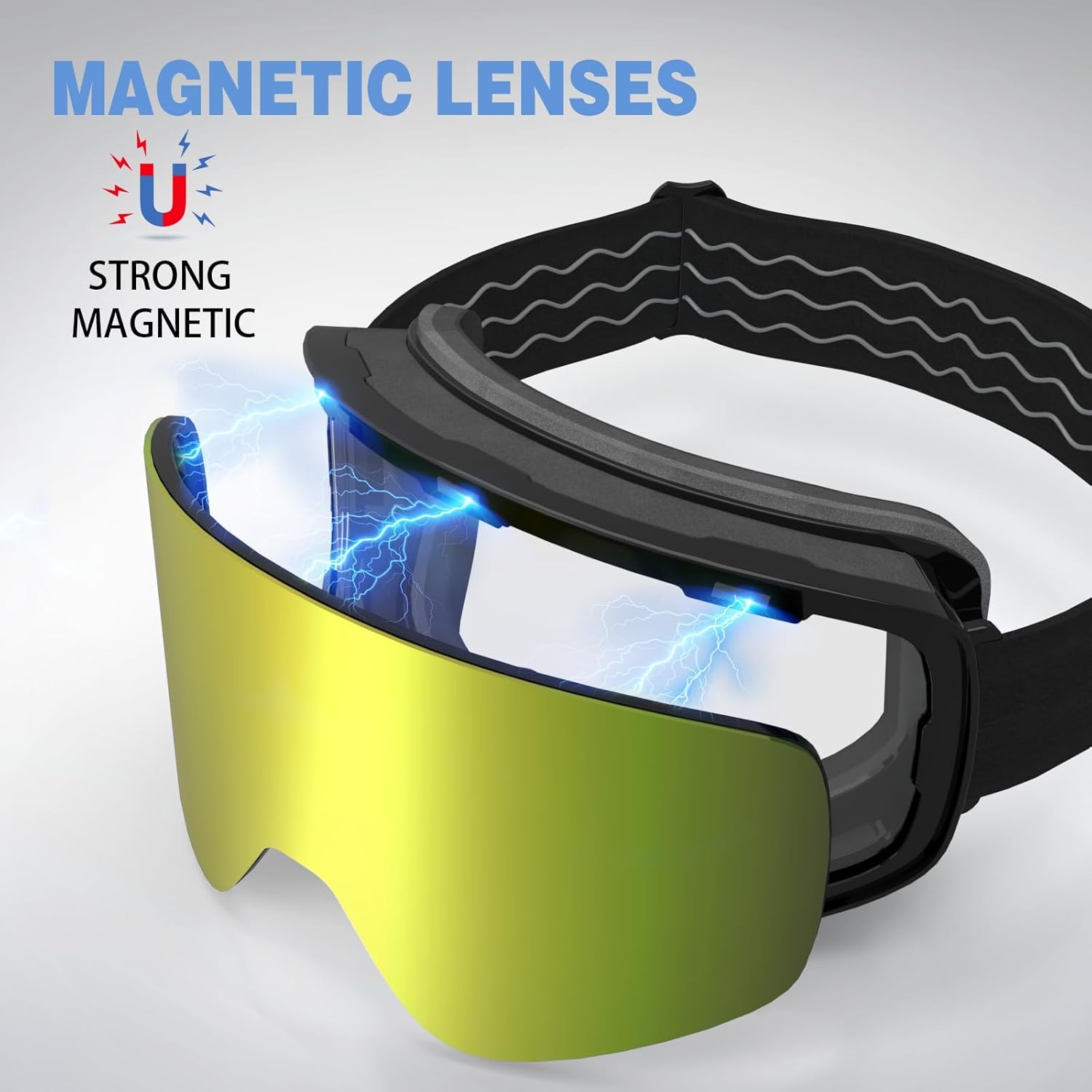 Magnetic Ski Goggles Snow Snowboard Goggles UV400 OTG Snowboarding Goggle for Men Women Adult