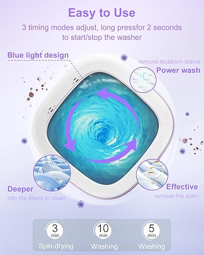 Miniatura 2 de Lavadora portátil de 16 L, lavadora pequeña plegable con cesta giratoria, 3 modos de limpieza adecuados para ropa interior de bebé, ropa pequeña,