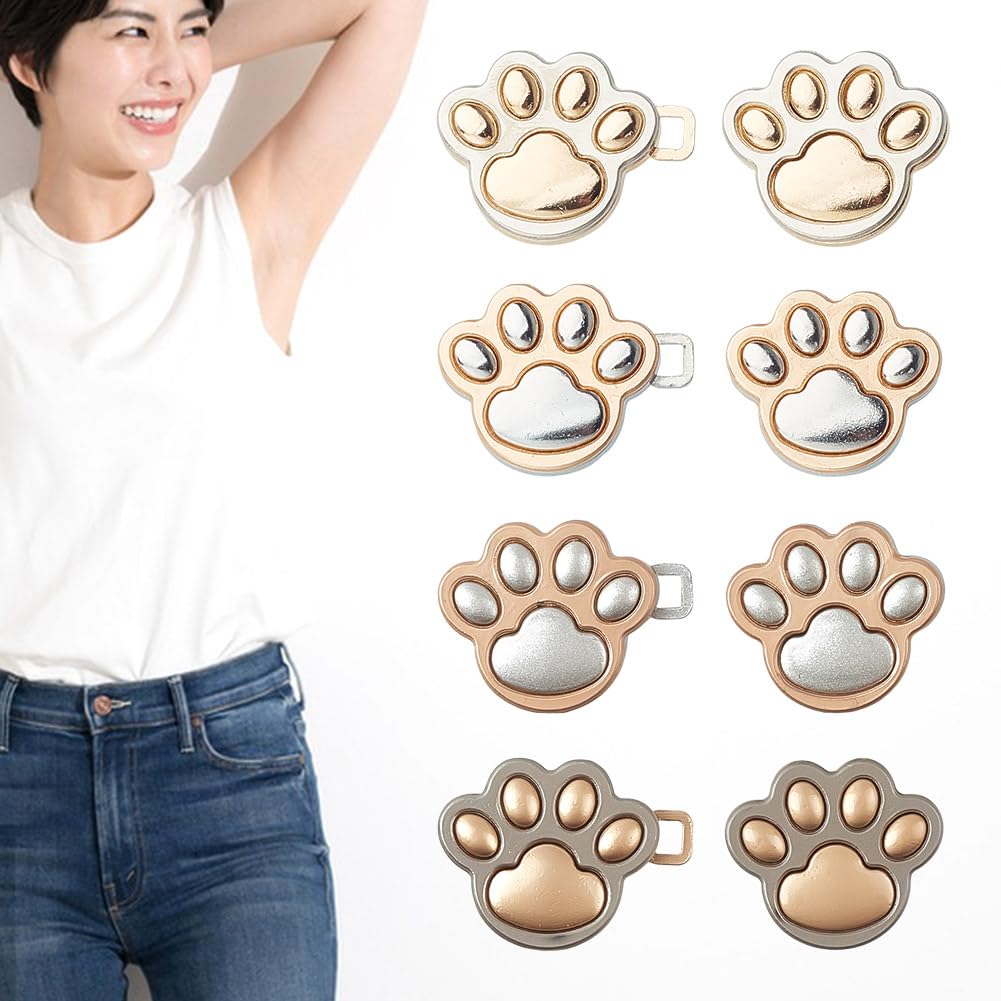 16pz 4 colori Bottoni Regolabili Zampa di Gatto per Jeans, Perni per Pantaloni In Lega Fibbie Decorative per La Vita Che Stringono Spille per Bottoni Istantanei In Vita per Abbigliamento