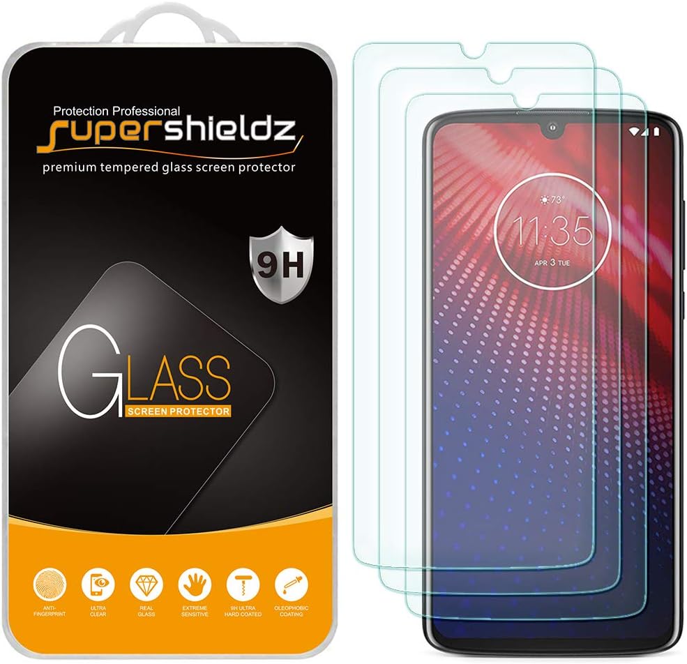 (3 Pack) Supershieldz Designed for Motorola Moto Z4 Tempered Glass Screen... 