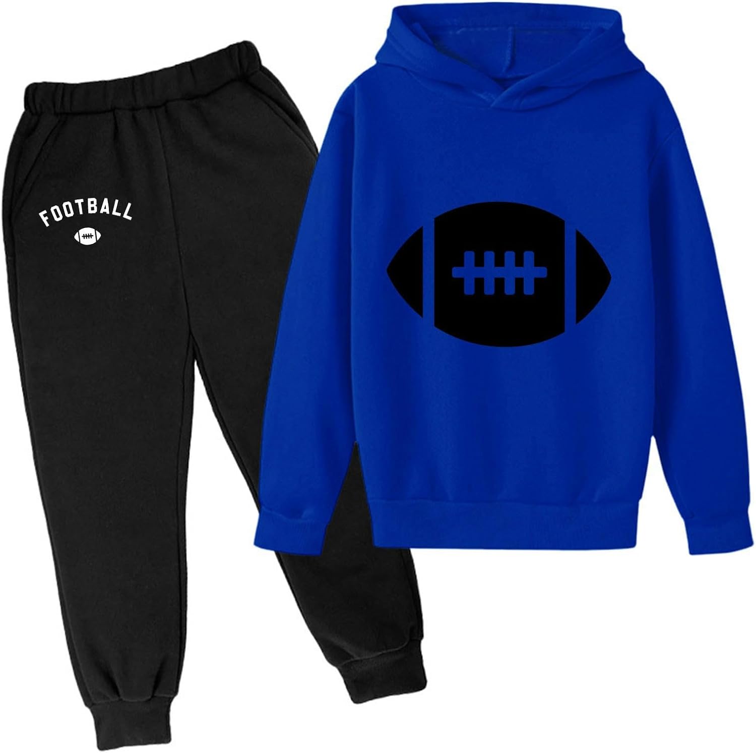 Football Sweatsuit for Boys Girls Football Graphic Hoodie and Sweatpants | Kids Game Day Sweatsuit Girls Boys 2 Piece Tracksuit Jogging Outfits Football Season Hooded Sweatshirt and Jogger Sweatpants