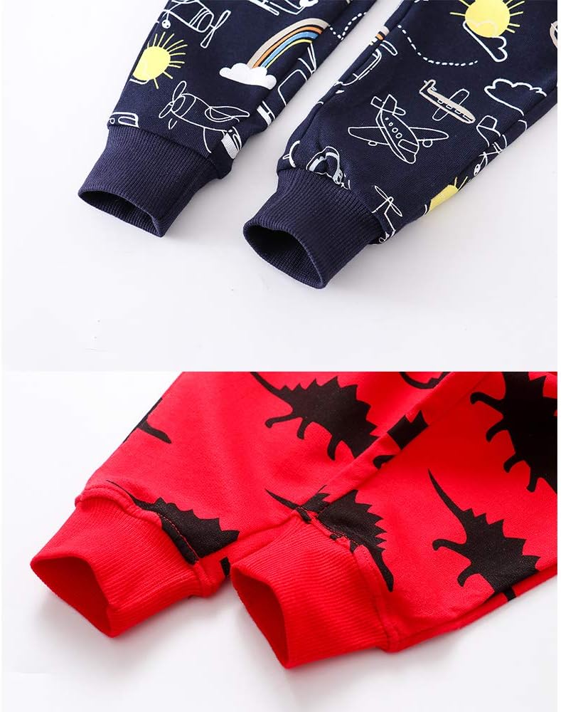 Toddler Baby Boy's Cartoon Print Dinosaur Car Animal Cotton Pants Drawstring Elastic Sweatpant(2-Pack 3-Pack) - Image 5