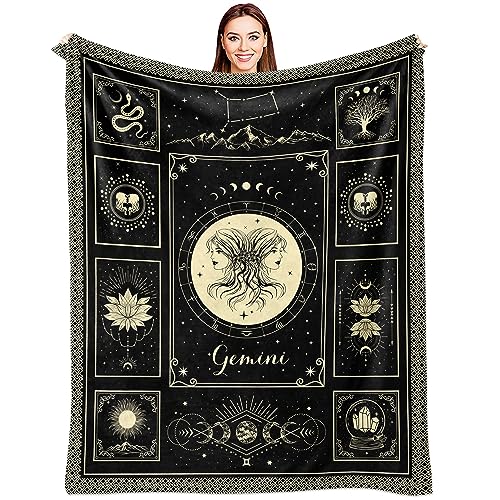 LSEOMIO Gemini Gifts for Women/Men/Girls, Gemini May July Birthday Gifts for Women, Gemini's Zodiac Astrology Gift for Woman Blanket 60" x 50"