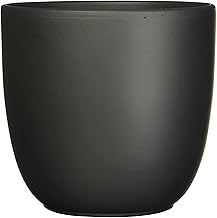 Annastore Blumenübertopf Tusca aus Keramik - Übertopf - Blumentopf - Übertöpfe - Blumentöpfe (Schwarz/Matt, H 11 cm - Ø 12 cm)