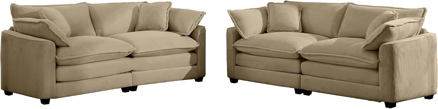 Transform Living Room Comfort with Two-Piece Sofa Set, Deep Seat Recliners with Cushions, Modern Design in Tan