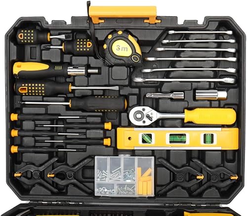 Miniatura 7 de Juego de herramientas de 198 piezas, kit de herramientas para el hogar, kit de herramientas manuales para el hogar general con caja de herramientas