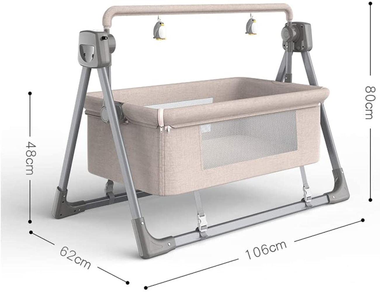 Amazon.co.jp: ベビーベッド、調節可能なスイング振幅、アルミ