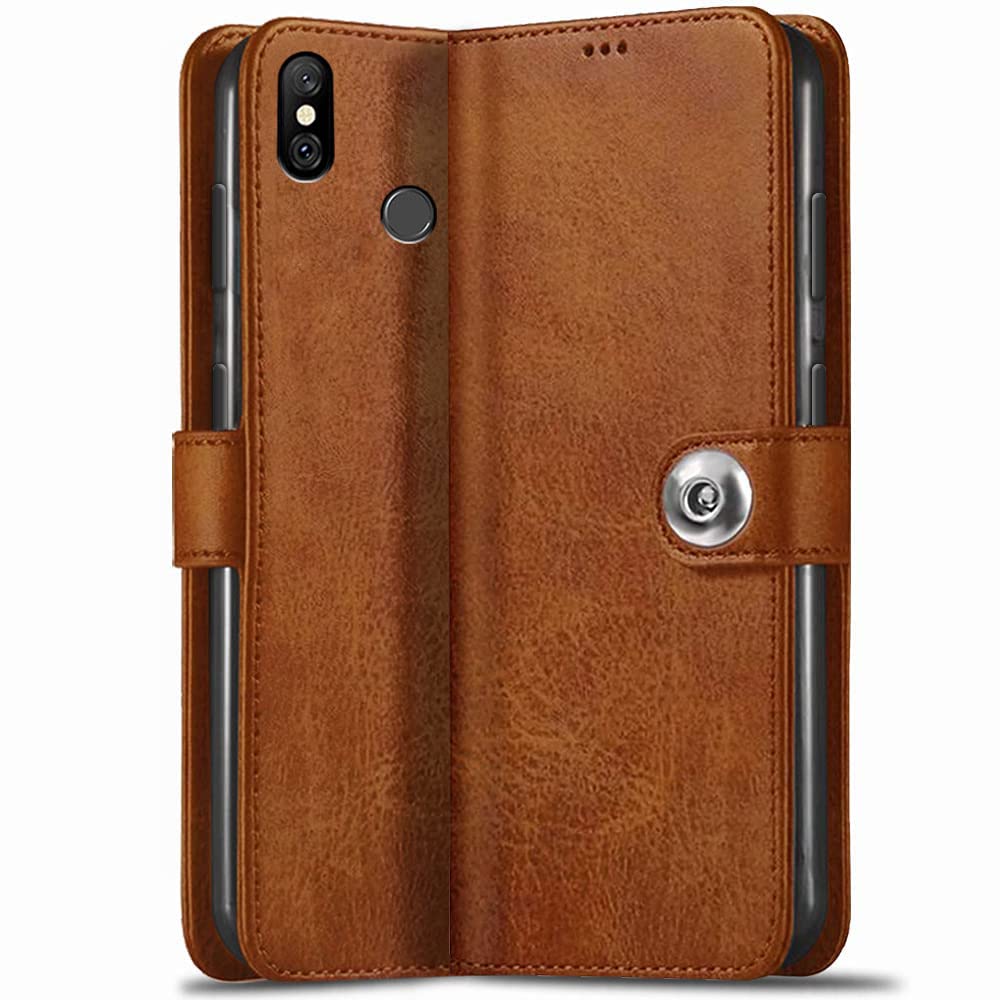 TheGiftKart Flip Back Cover Case for Xiaomi Redmi Note 6 Pro | Genuine Leather Finish | Designer Button | Inbuilt Pockets & Stand | Flip Cover for Xiaomi Redmi Note 6 Pro (Brown) (B09RSPM57K) Amazon Price History, Amazon Price Tracker