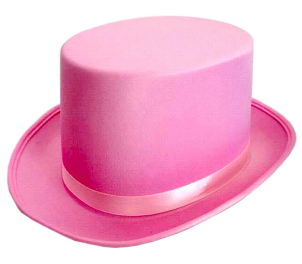 GCC Fashion Store New Adults Satin Top Hat with Ribbon Fancy Dress Party Hat (Pink)