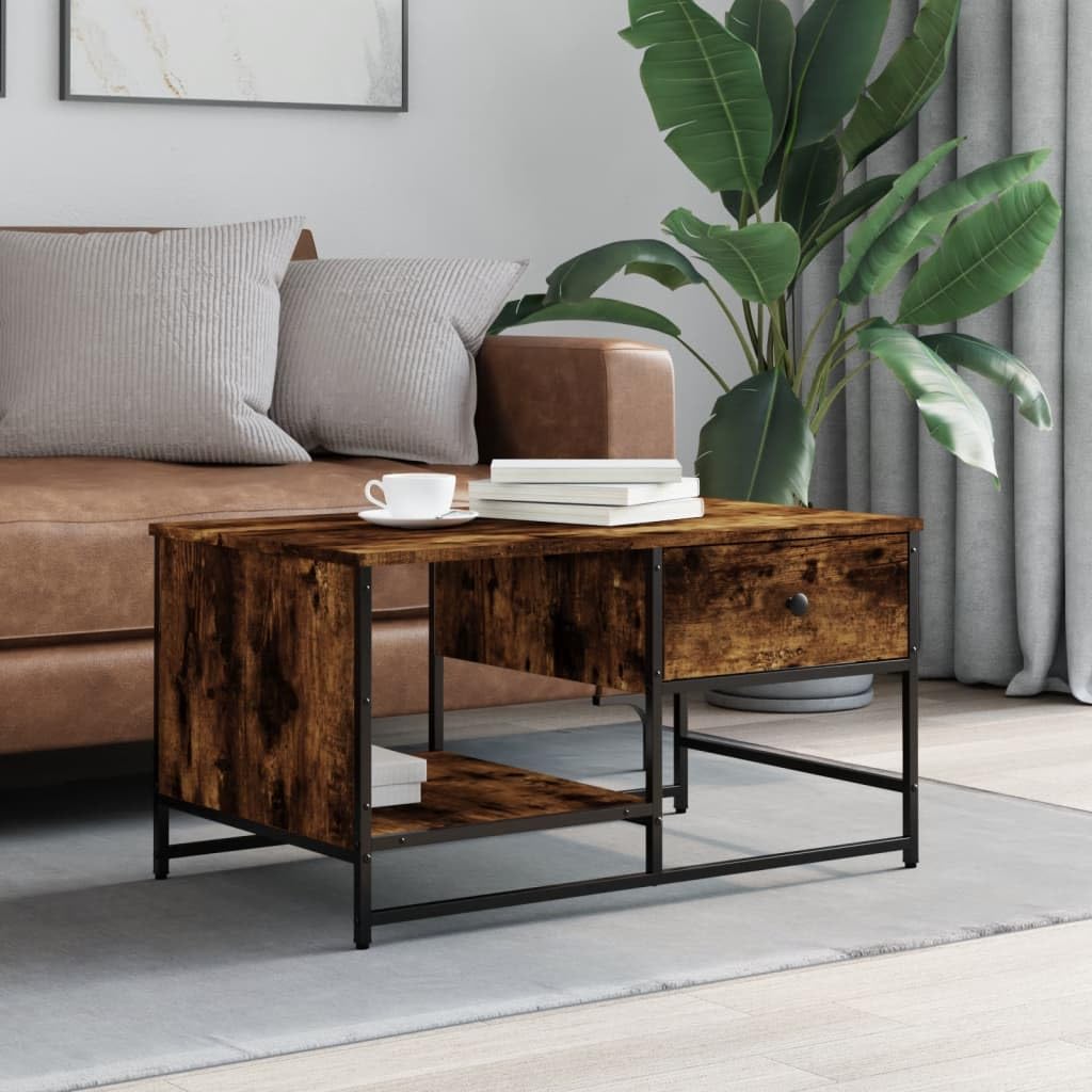Homgoday Tavolino da caffè in rovere fumé, 85,5 x 51 x 45 cm, in legno ingegnerizzato, tavolino da tè per soggiorno, sala d'accoglienza degli ospiti, camera da letto e mobili da ufficio