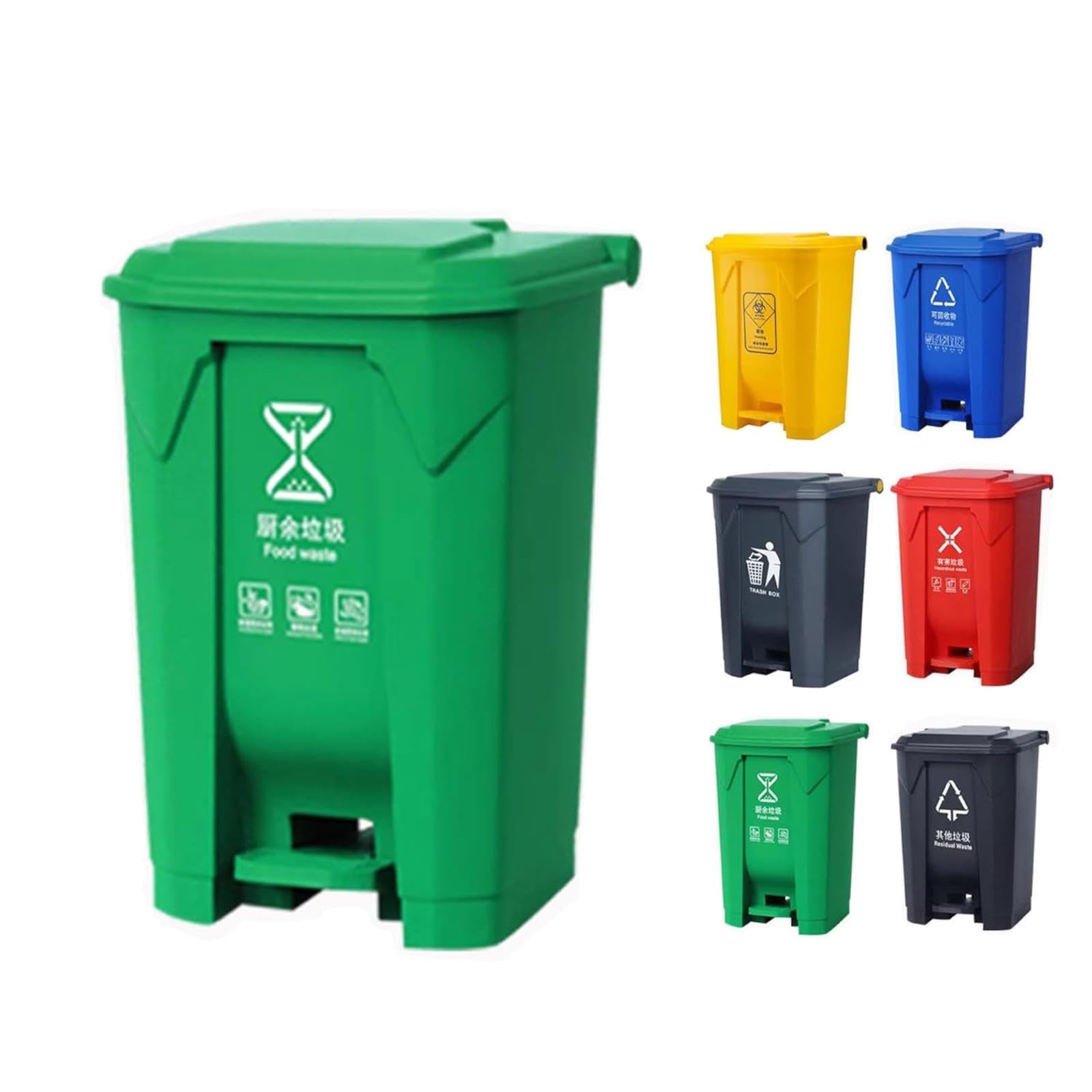 VITIWEDTY Step-On Outdoor Trash Can with Lid, Durable PP Garbage Bin, Odor-Sealing Waste Container for Home and Outdoor Use (Green 26 Gallon)