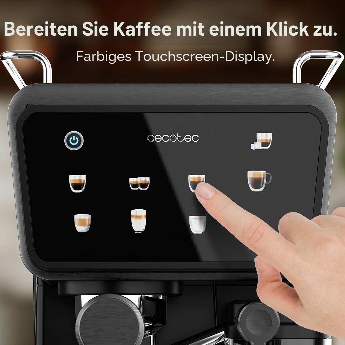 Cecotec Power Espresso Touch ColdBrew Latte Espressomaschine 1350 W 20 Bar Touch-Display 1,5 L Wassertank