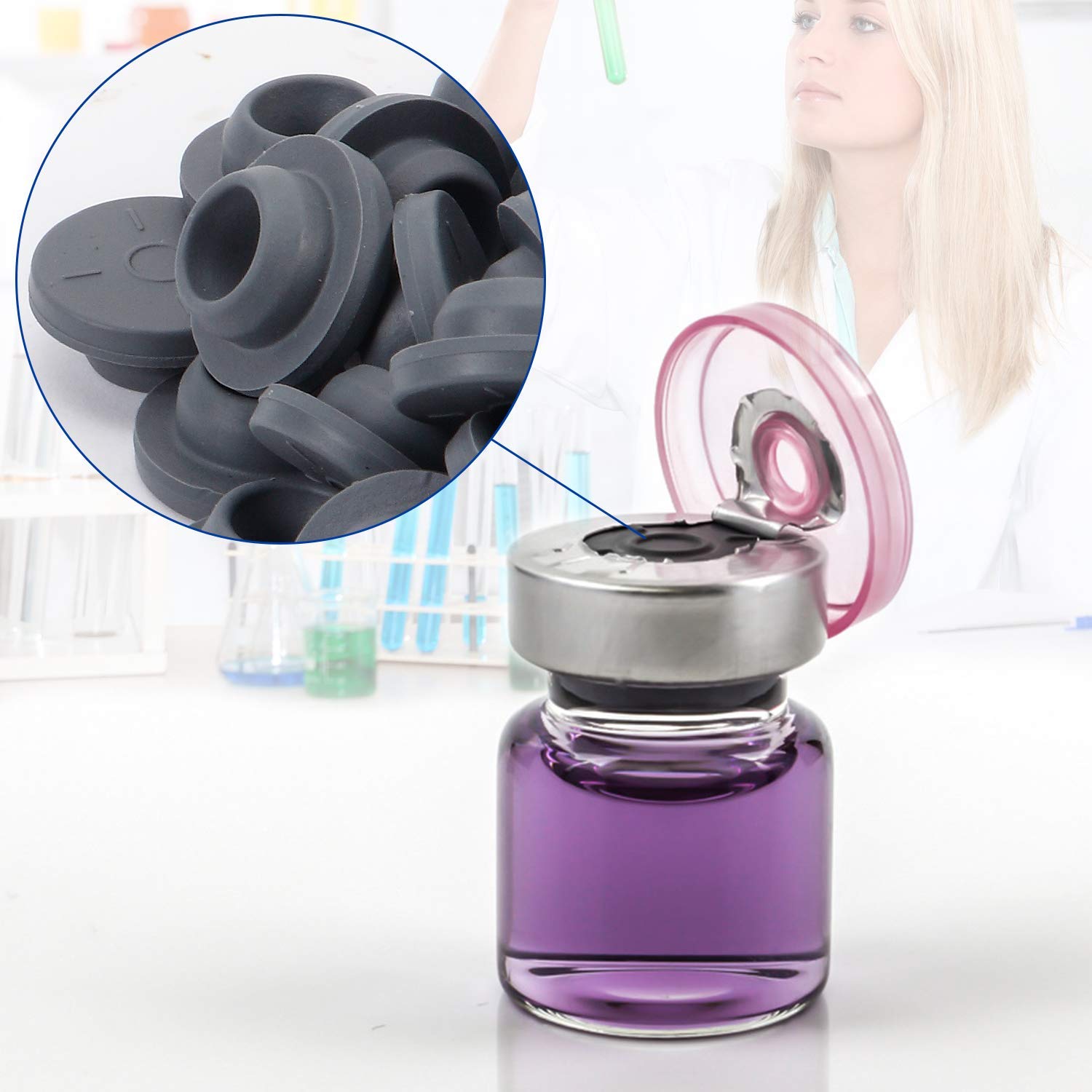 Buy 20mm 13mm Vial Rubber Stopper Set, 100 Count Mushroom Shape Self