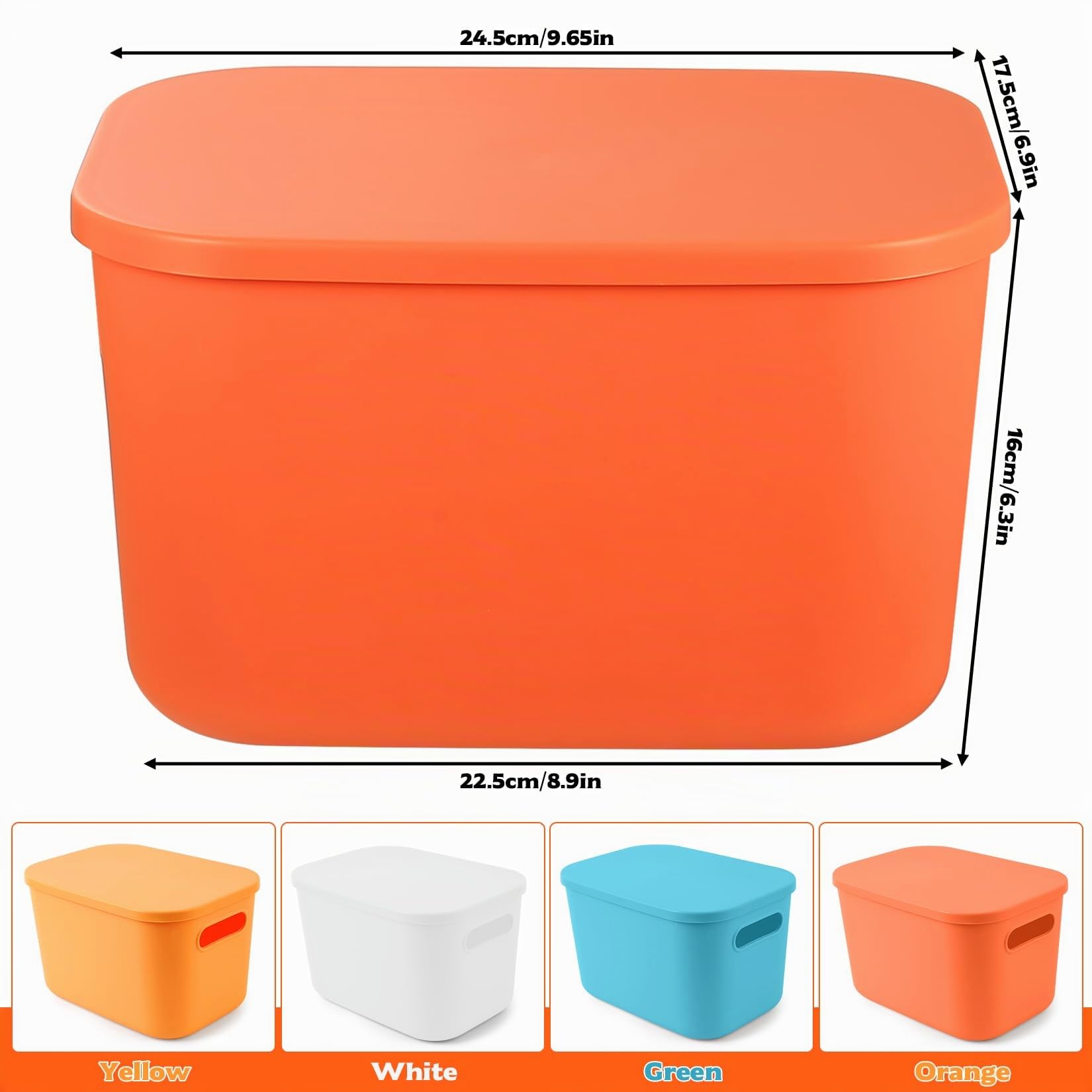 4 Pz Scatole Plastica con Coperchio,Piccole Scatole Portaoggetti con Coperchio, Scatola Portaoggetti Cestini Contenitori Plastica con Coperchios,Contenitori per Armadio Cucina Bagno,24,5x17,5x16cm