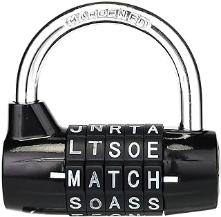 NBYT Combination Padlocks Portable Zinc Lock with Code and Letter/Word Combination Ideal for lockers, Gym, gate, Fence, Toolbox, case, hasp Storage and Outdoor use - 5-Letter Dial Lock.