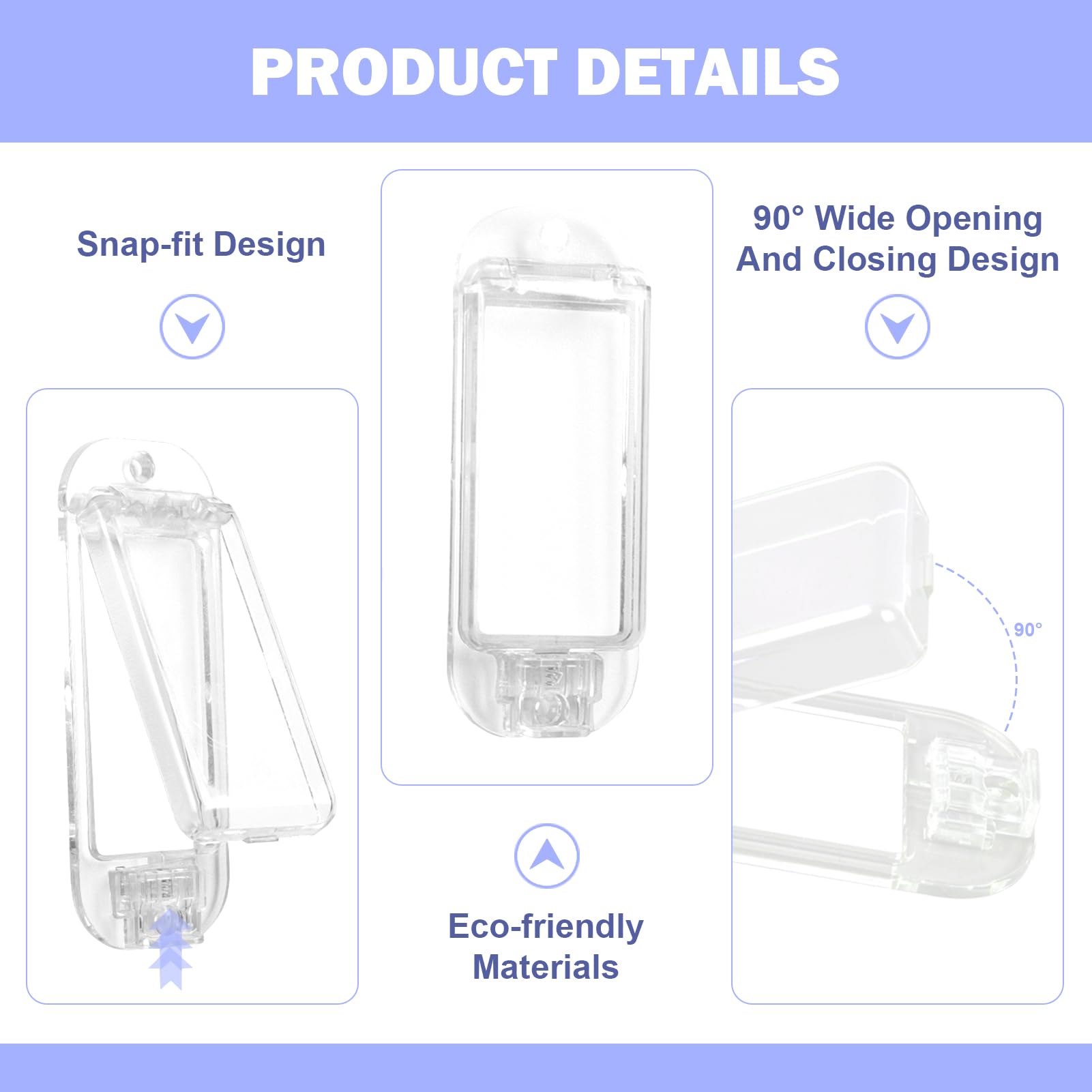 Lot de 3 protections d'interrupteur à bascule, protection transparente universelle pour interrupteur à bascule, empêche les allumages accidentels, installation facile avec vis, verrouillage