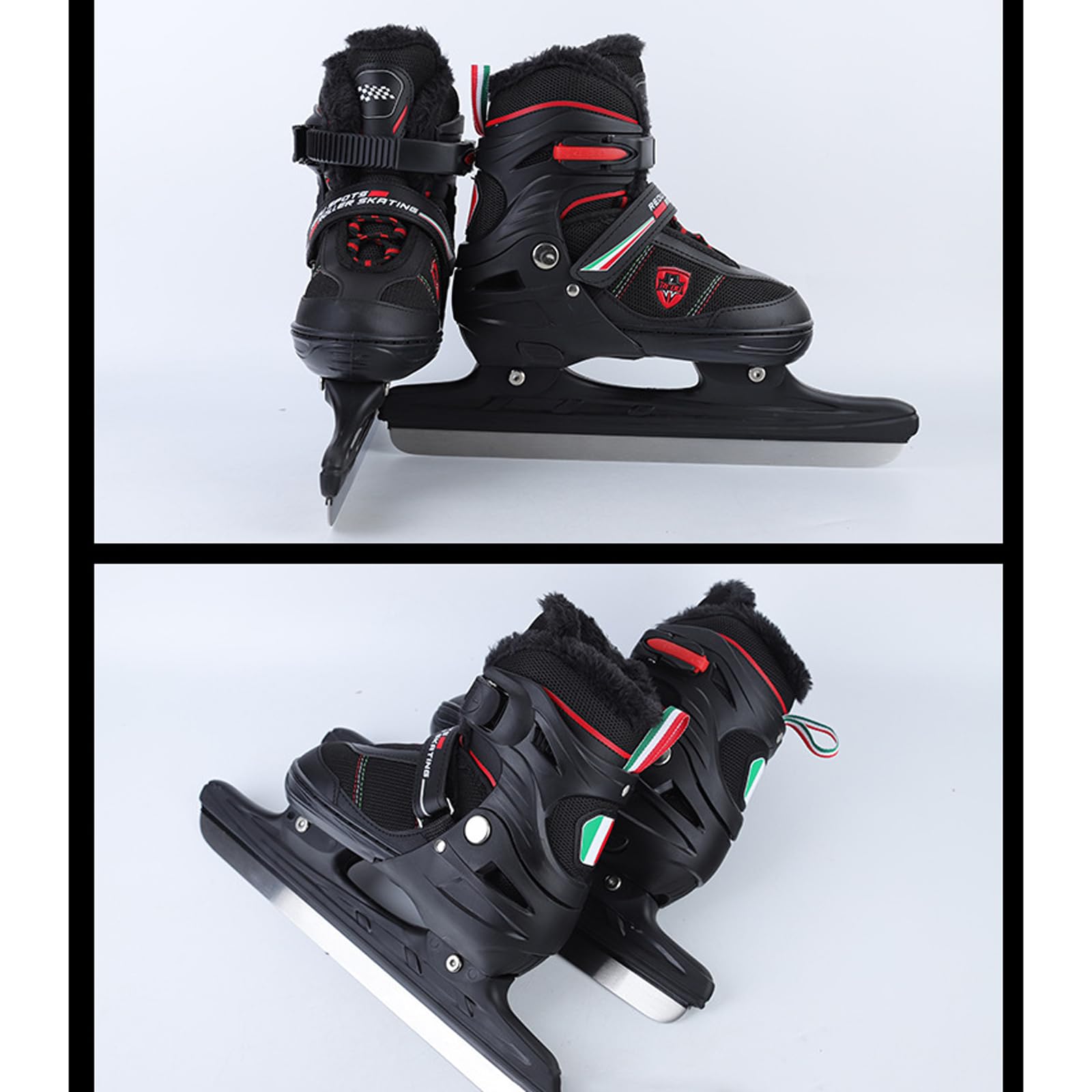 Patins à Glace réglables pour Adultes Hommes et Femmes Patins à Glace Patins réglables en 4 Tailles système de laçage Rapide et Boucle Push-Lock,Idéal pour Les patinoires
