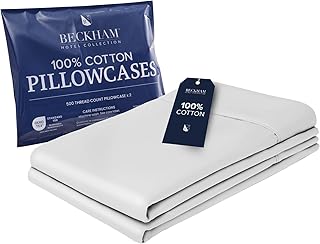 Beckham Hotel Collection 100% Cotton Pillow Cases Standard/Queen Size Se...