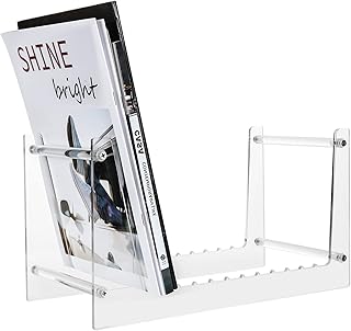 YAYODS Clear Vinyl Record Storage, Premium Acrylic Vinyl Record Display Stand for up to 50 LPs, Concise Vinyl Record Stand Holder for Desktop Album Storage, Pictures, Books