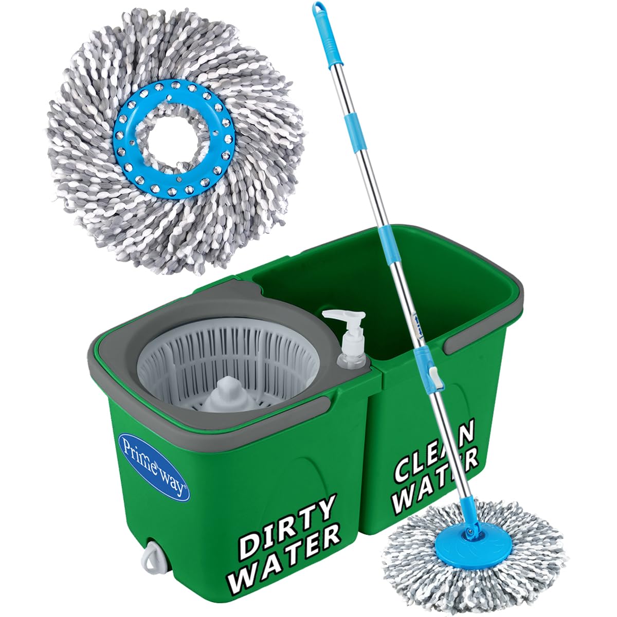 See full amazon price history chart for Primeway® Plastic SS Double Bucket 360 Rotating Spin Floor Cleaning Twin Mop with Clean and Dirty Water Separator with 2 Microfibre 38cm Refills, 6 LTR, Green Primeway® Plastic SS Double Bucket 360 Rotating Spin Floor Cleaning Twin Mop with Clean and Dirty Water Separator with 2 Microfibre 38cm Refills, 6 LTR, Green (B01FAXIEYU) Amazon Price History, Amazon Price Tracker