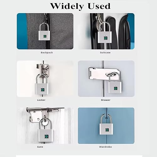 Miniatura 4 de HIFAM Candado de huellas dactilares, cerraduras biométricas sin llave para almacenamiento de valla al aire libre, gimnasio, cerradura inteligente