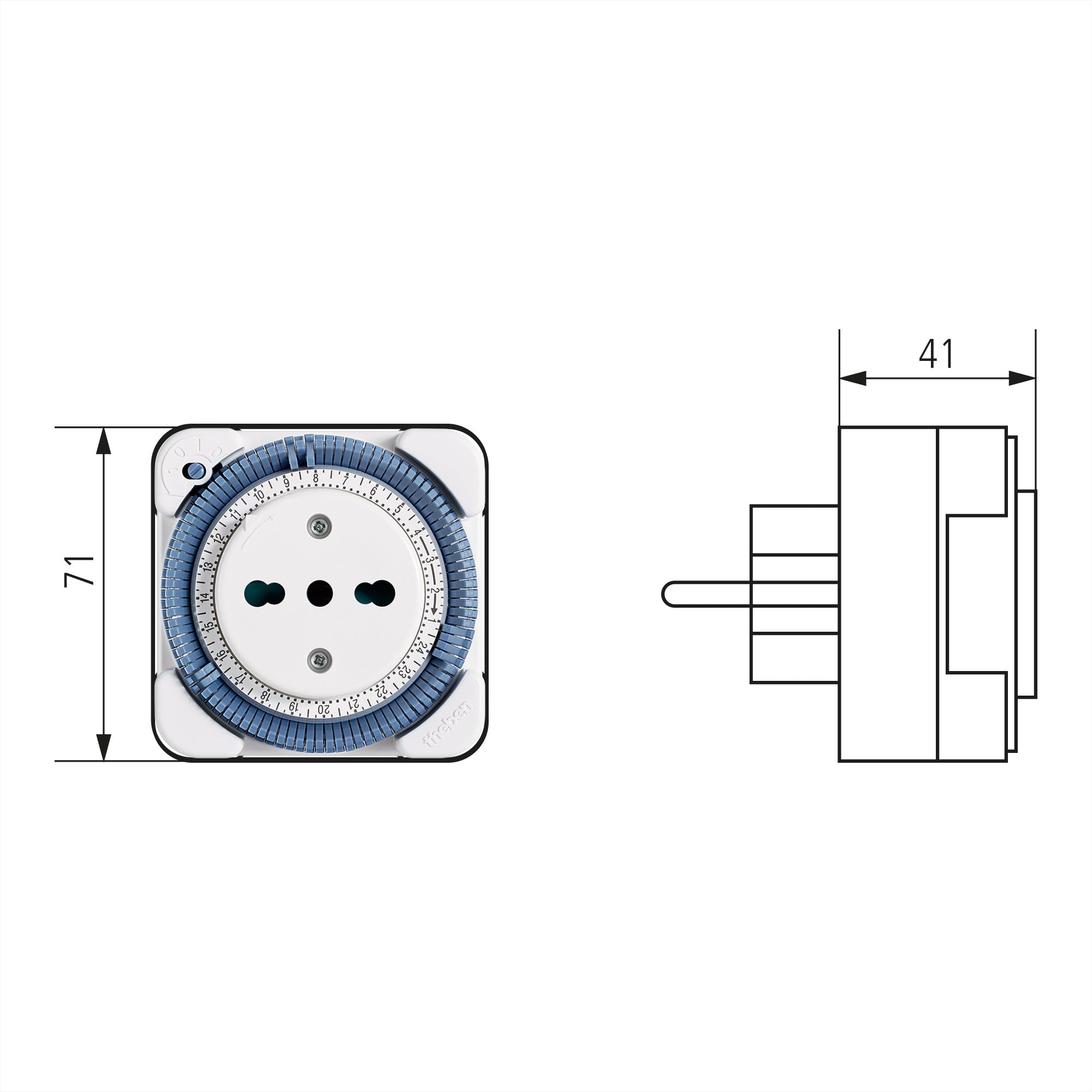 Theben 0260061 timer 26 - Interruttore orario analogico, timer da presa analogico, versione italiana, programma giornaliero, 400 W LED, per acquari, terrari, lampade da terra, safety-plus