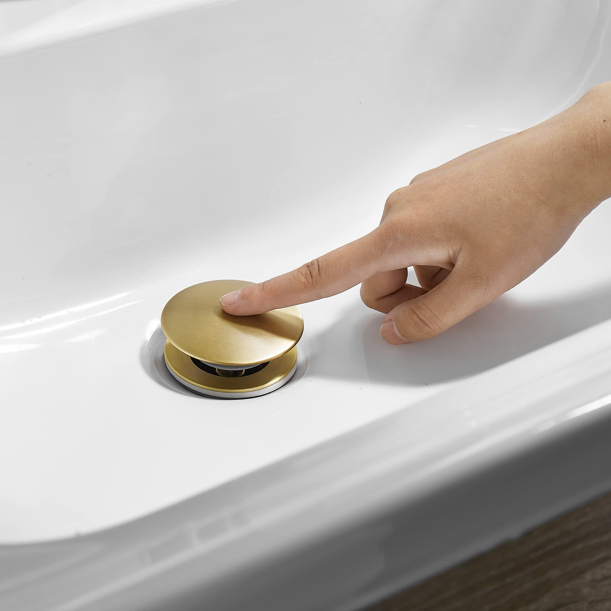 Ottone Lavello per Lavabo Pop-Up, Antico Piletta Click Clack con Troppopieno, Retrò Piletta Bidet con Cestello Filtrante Universale