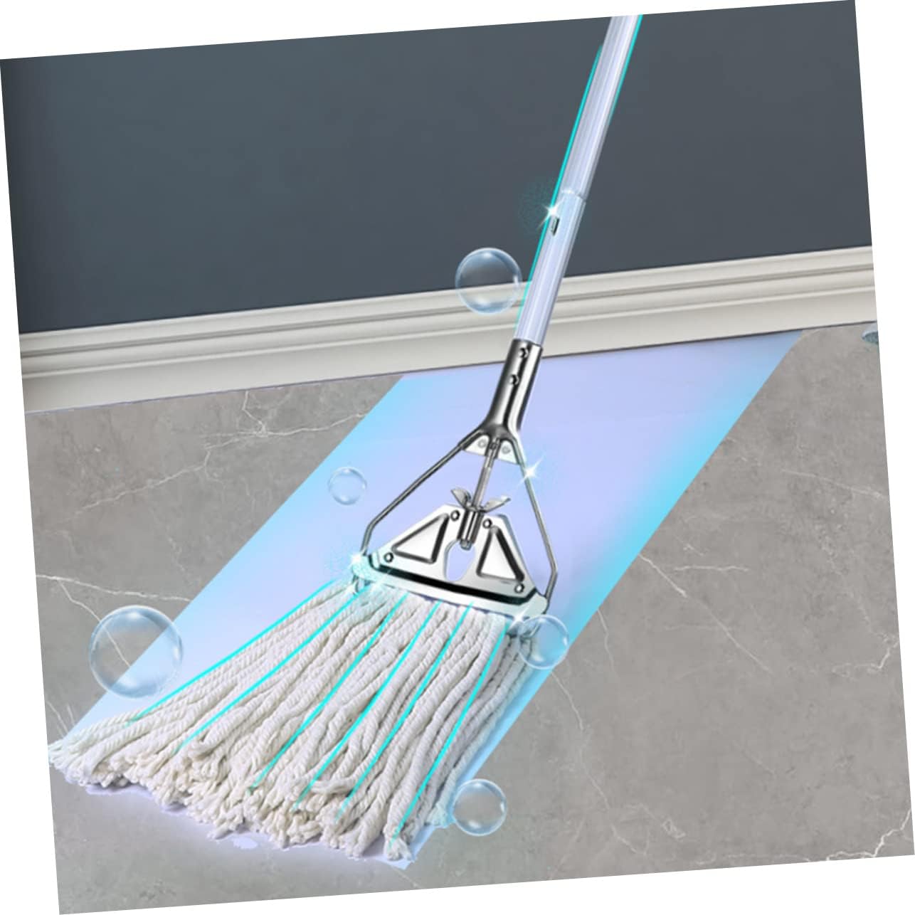 Cotton Mop for Hardwood and Ceramic Floors, Long Handle
