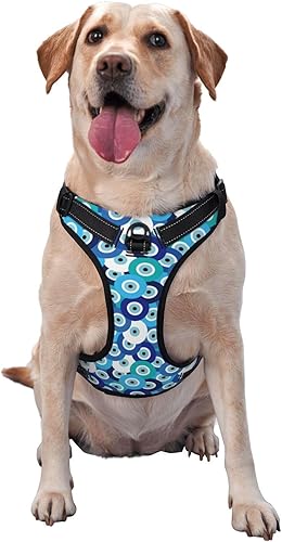 Arnés de ojo malvado para perros grandes sin tirones, arnés ajustable para perro grande, arnés reflectante para perro, arnés de perro fácil de