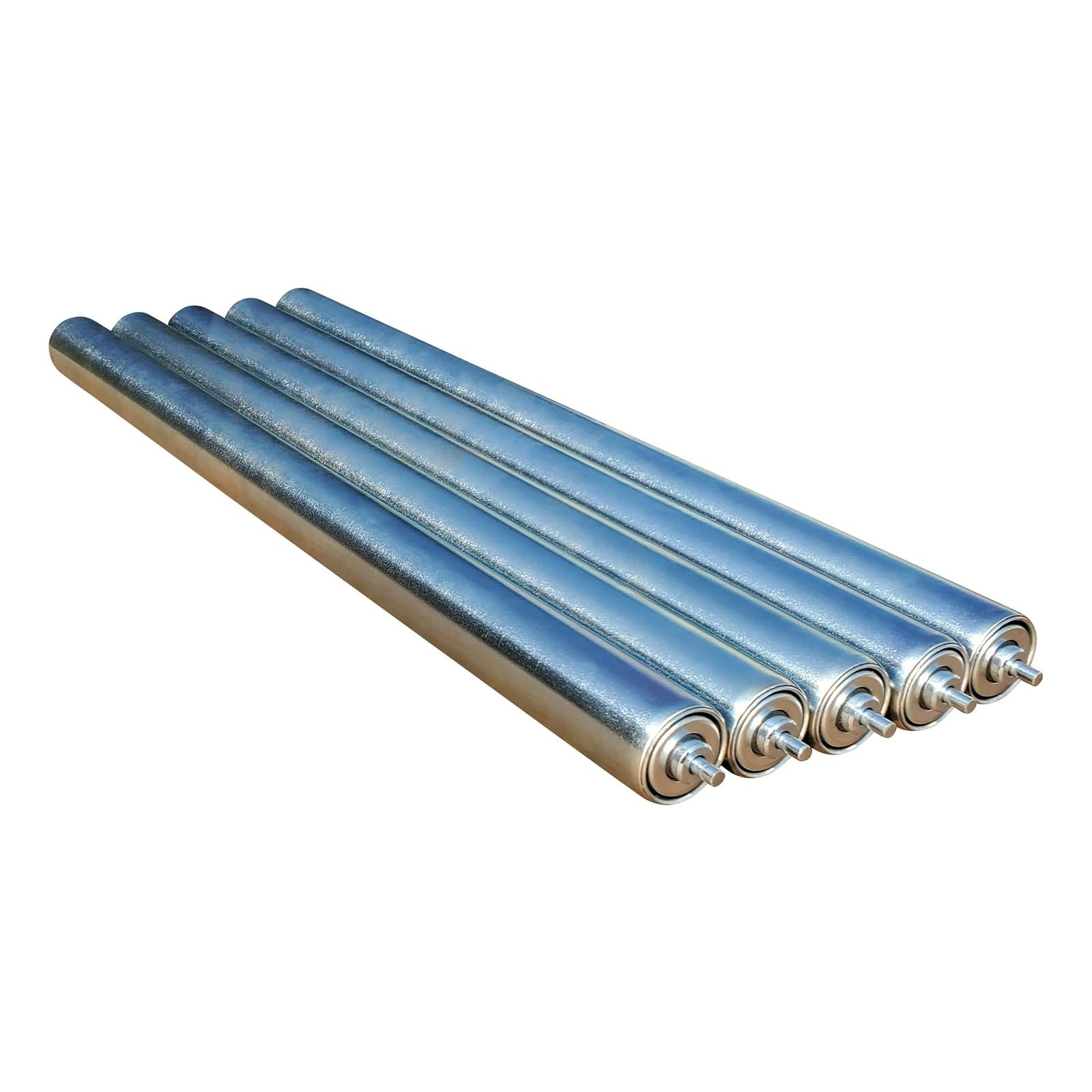 Confezione da 5 rulli trasportatori non alimentati in acciaio inossidabile per la lavorazione del legno per recinzioni per gatti/cani, lunghezza 84 cm, diametro 25 mm, lunghezza totale 140 mm