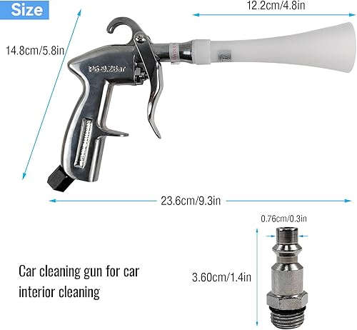 Miniatura 2 de Bqweun Pistola de limpieza de aluminio para automóviles con boquilla cónica, pistola de soplado de aire que produce una potente ráfaga de aire para