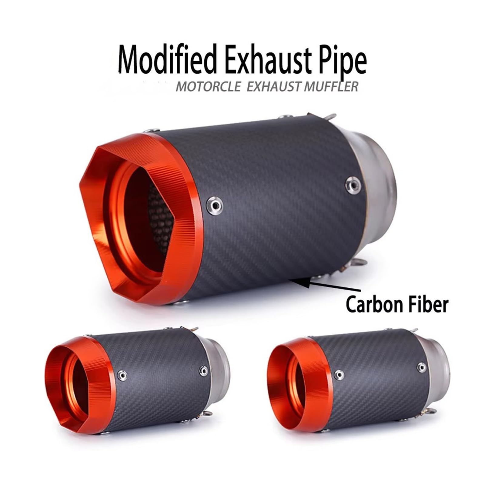 silencioso escape moto Para CB300R Para MT07 Para Z1000 Para Ninja400 | Tubo de escape de escape 51 mm/60 mm Universal A Silenciador escape de fibra de carbono de carreras(B2)