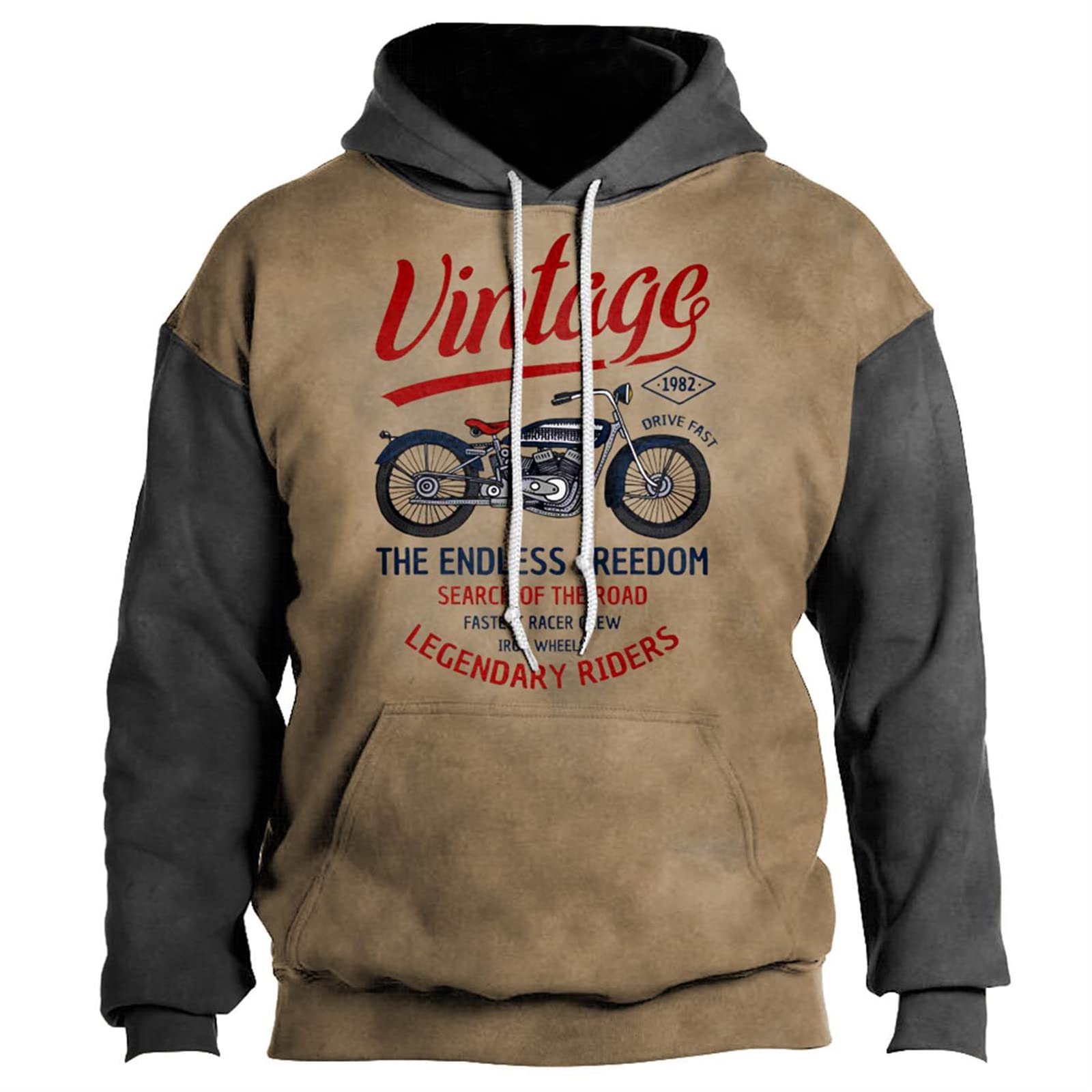 Herenmode casual motorfiets deel print hoodie lange mouwen trekkoord