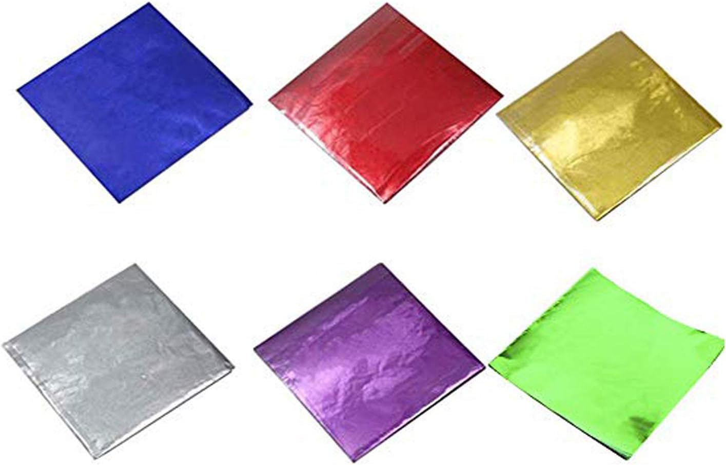 600 Pcs 6 Colors Aluminium Foil Paper Wrappers 3.2"x3.2" Candy Packaging Decoration