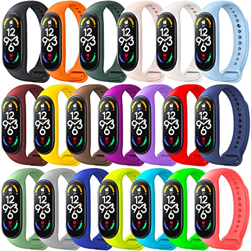 BANGTING 20 Piezas Correas de Recambio Compatibles con Xiaomi Mi Band 7 / Mi Band 6 / Mi Band 5 / Amazfit Band 5, (20 Colores)