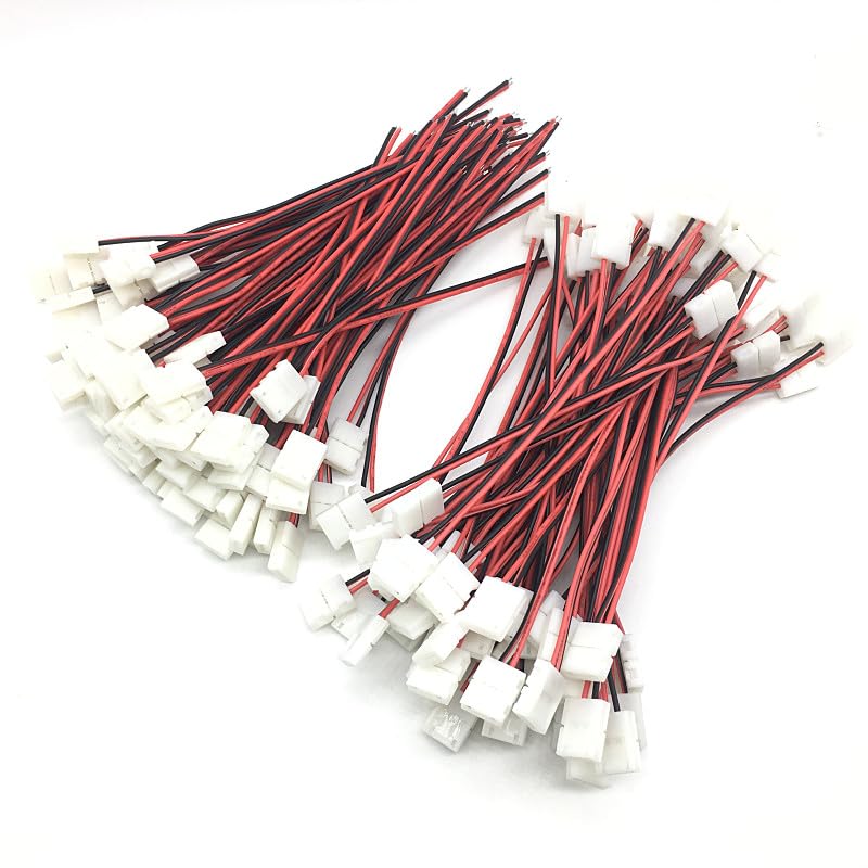 Wiring Connecting Terminals 100pcs/lot LED Strip Connector 2pin 10mm 8mm Two End One End with Wire Free Welding Connector No Need Soldering - (Color: 8mm one end)