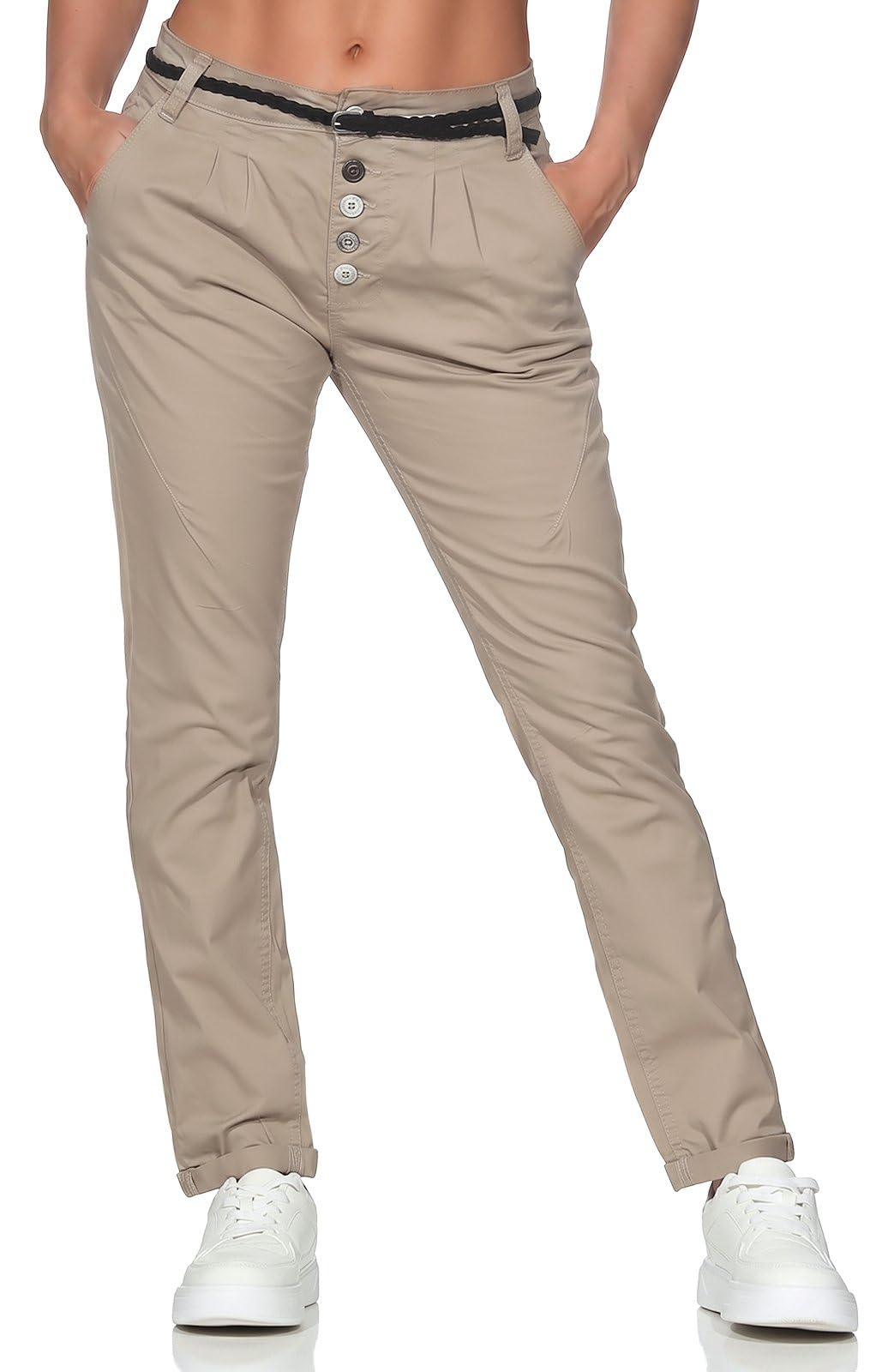 Sublevel Damen Boyfriend Chino Hose LSL-248/LSL-283 inkl. Gürtel