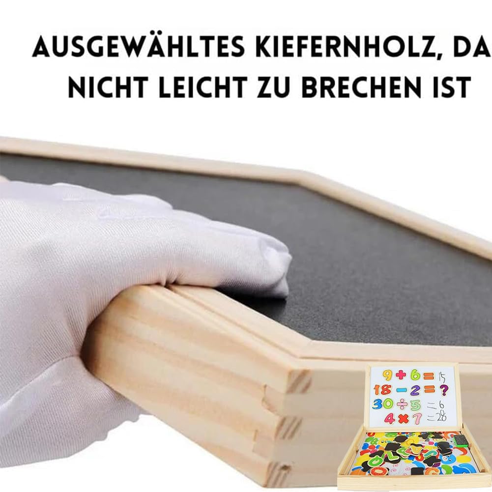 Wolkenschaukel 2 in 1 Montessori Zeichentafel, Magnetisches Holzpuzzle, 163 Stück Tiermuster Pädagogisches, Doppelseitige Magnettafel Kinder, Montessori Spielzeug ab 2 3 4 Jahre (A)
