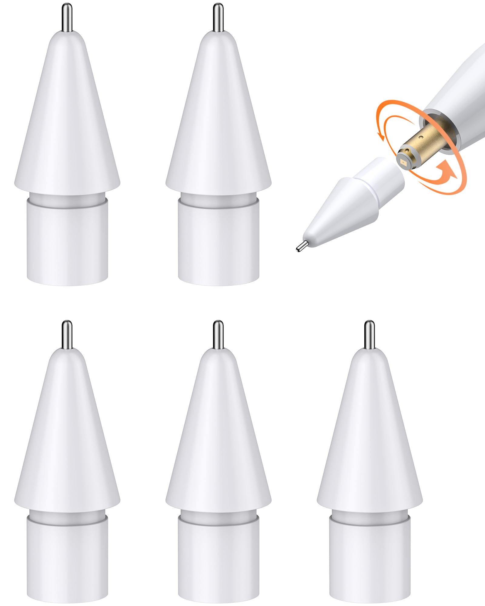 Link Dream Apple Pencil Spitze für Apple Pencil 2. Generation/1. Generation/USB C/Pro, Hochempfindliche Spitzen Ersatz und Präziser Steuer Stift/Eingabestift Nib für iPad Pencil (5 Stück, Spitz)