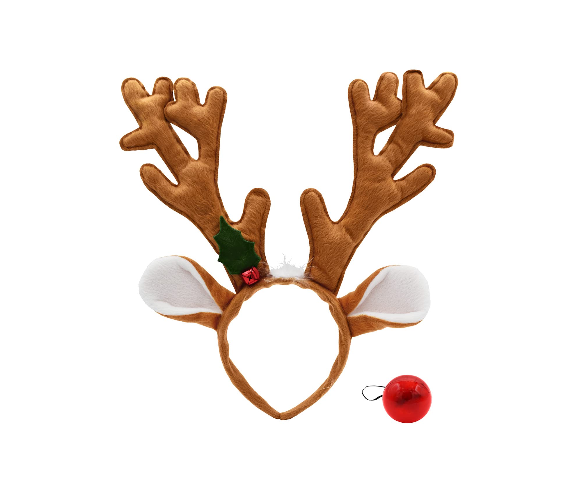 Nicky Bigs Novelties Adult Reindeer Light Up Red Nose Ears Antlers Costume Accessory Set, One Size