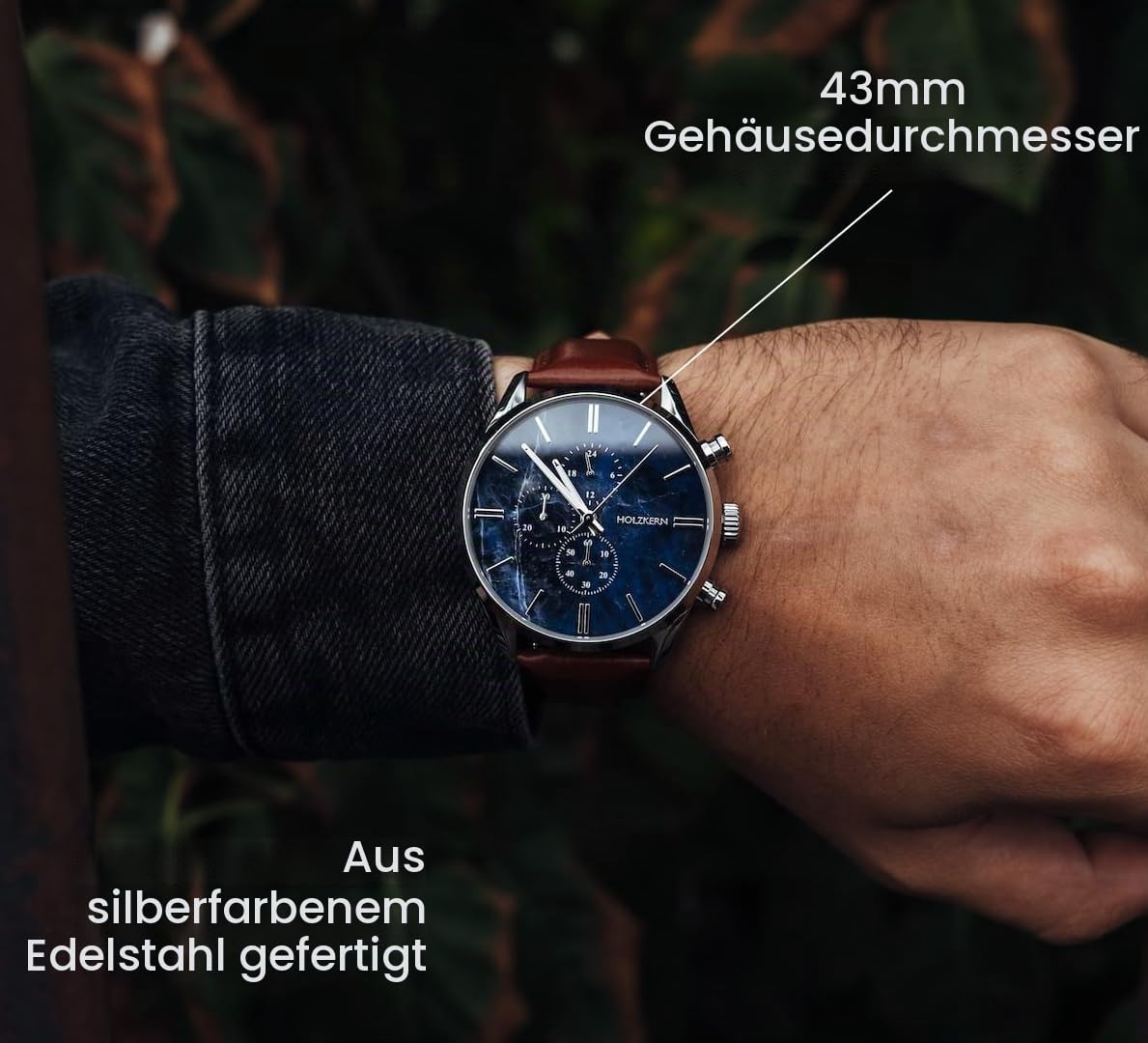HOLZKERN Herrenuhr Chronograph Naturalist Marmor/Silberfarben 9010631007300